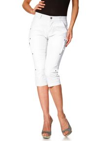 Heine Damen Caprihose, weiß, Gr. 50, unifarben, 98% Baumwolle, 2% Elasthan, Hosen