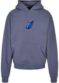 MisterTee Herren Sweatshirt "MisterTee Unisex Le Papillon Heavy Oversize Hoody", blau, Gr. S, bedruckt, 100% Baumwolle, Sweatshirts