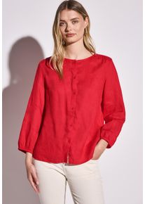 Street One Damen Hemdbluse, rot, casual, Gr. 44, unifarben, Web, 100% Leinen, Blusen, mit Knopfleiste