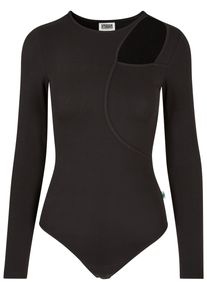 Urban Classics Damen Kurzarmshirt "Urban Classics Damen Ladies Organic Cut Out Longsleeve Body", schwarz, casual, Gr. L, unifarben, 95% Baumwolle, 5%
