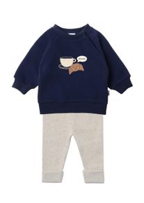 Liliput Kinder Sweatanzug "Croissant Bonjour", blau, Gr. 74, bedruckt, 80% Baumwolle, 20% Polyester, Sportanzüge, bestehend aus Leggings und