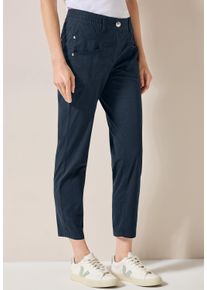 Cecil Damen Paperbag-Hose, blau, casual, Gr. M, unifarben, Web, 98% Baumwolle, 2% Elasthan, Hosen, mit großen Fronttaschen