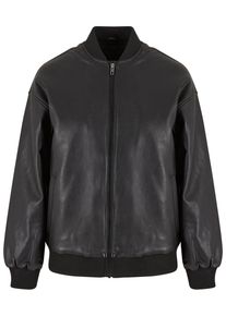 Urban Classics Damen Lederjacke "Urban Classics Ladies Synthetic Leather Bomber Jacket", schwarz, klassisch, Gr. L, unifarben, 100% Viskose, Jacken