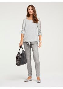 Heine Damen Spitzenshirt "Spitzen-Shirt", grau, Gr. 40, unifarben, 50% Polyester, 50% Viskose, Spitze:100% Polyamid, Shirts