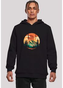 F4NT4STIC Herren Kapuzenpullover "Sonnenuntergang Berglandschaft", schwarz, casual, Gr. M, Obermaterial: 65% Baumwolle, 35% Polyester, Pullover,