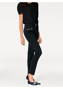 Heine Damen Stretch-Hose, schwarz, Gr. 40, unifarben, 48% Baumwolle, 45% Polyester, 7% Elasthan, Miedereinsatz:15% Elasthan, 85% Polyamid, Hosen