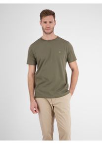 Lerros Herren T-Shirt "Lerros Basic T-Shirt mit Logostitch, unifarben", grün, Gr. M, 100% Baumwolle, Shirts
