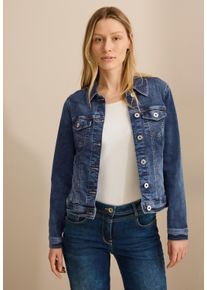 Cecil Damen Jeansjacke, blau, casual, Gr. L, unifarben, Jeans, Obermaterial: 82% Baumwolle, 16% Polyester, 2% Elasthan; Futter: 100% Baumwolle,