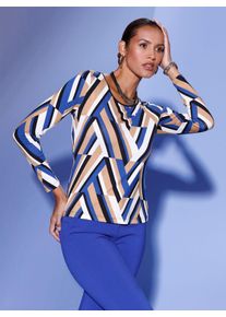CRÉATION L CREATION L Damen Langarmshirt "Druck-Shirt", blau, Gr. 38, gemustert, mehrfarbig, 95% Viskose, 5% Elasthan, Shirts