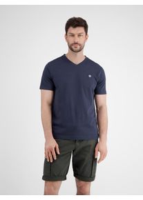 Lerros Herren T-Shirt "Lerros Herren T-Shirt mit V-Ausschnitt", blau, Gr. M, 100% Baumwolle, Shirts