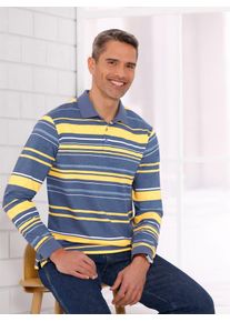 CLASSIC Herren Poloshirt "Langarm-Poloshirt"rauchblau, gelb, geringelt, Gr. 48, gemustert, mehrfarbig, 100% Baumwolle, Shirts