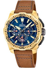 Festina Herren Chronograph "Chrono Bike 2025"braun, dunkelblau, Armbanduhren, Quarzuhr, Armbanduhr, Herrenuhr, Edelstahlarmband, analog, Tag