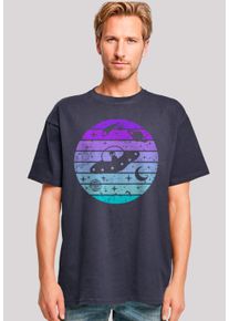 F4NT4STIC Herren T-Shirt "Retro Alien Weltraum Sonnenuntergang", blau, casual, Gr. XS, Obermaterial: 100% Baumwolle, Shirts, Premium Qualität
