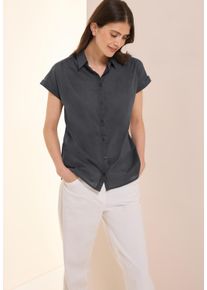 Cecil Damen Hemdblusevolcanic grau, casual, Gr. M, unifarben, Web, Obermaterial: 100% Baumwolle, Blusen, mit Knopfleiste