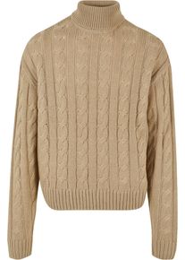 Urban Classics Herren Rundhalspullover "Urban Classics Herren Boxy Roll Neck Sweater", beige, klassisch, Gr. M, unifarben, 100% Polyacryl, Pullover