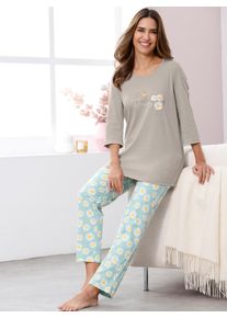 Damen Schlafanzug, Gr. 44, grün, 100% Baumwolle, Homewear-Sets
