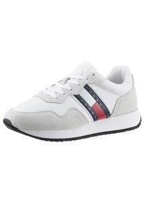 Tommy Jeans Herren Sneaker "TJM MODERN RUNNER", Gr. 45, weiß, Leder, Lederimitat, Textil, sportlich, Schuhe, Freizeitschuh, Halbschuh, Schnürschuh