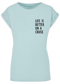 Merchcode Herren T-Shirt "Merchcode Damen Ladies Life Is Better Extended Shoulder Tee", blau, casual, Gr. S, bedruckt, 100% Baumwolle, Shirts