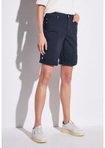 Street One Damen Bermudas, blau, casual, Gr. 42, unifarben, Web, 98% Baumwolle, 2% Elasthan, Hosen, mit Turn-Up Funktion