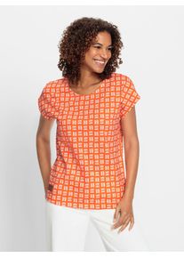 Casual Looks Damen Print-Shirt "Print-Shirt", orange, Gr. 38, gemustert, mehrfarbig, 100% Baumwolle, Shirts