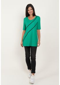 Seidel Moden Damen T-Shirtgrün,75, casual, Gr. 42, kontrastfarbene Details, Jersey, Obermaterial: 95% Viskose, 5% Elasthan, Shirts, mit Streifen,