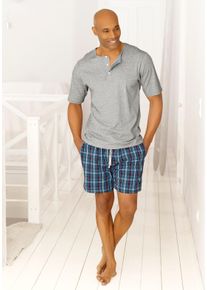 s.Oliver Herren Pyjama, Gr. 44, grau, Jersey, Webqualität, Obermaterial: 100% Baumwolle. Obermaterial Hose: 100% Baumwolle, unifarben, kariert,