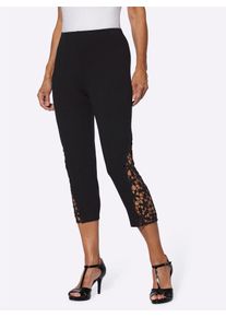 Lady Damen Caprileggings, schwarz, Gr. 38, unifarben, 95% Viskose, 5% Elasthan, Hosen