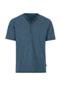TRIGEMA Damen T-Shirt "TRIGEMA T-Shirt mit Knopfleiste DELUXE Baumwolle", blau, klassisch, Gr. L, 100% Baumwolle, Shirts