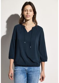 Cecil Damen Langarmbluse, blau, casual, Gr. S, unifarben, Stoff, 100% Viskose, Blusen, mit 3/4 Ärmeln