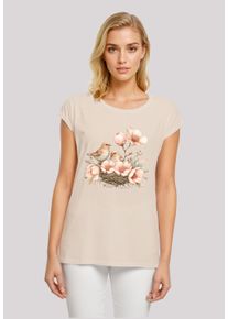 F4NT4STIC Damen T-Shirt "Vogelnest Blumen", weiß, casual, Gr. XXL, Obermaterial: 100% Baumwolle, Shirts, Premium Qualität