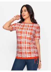 Inspirationen Damen Kurzarmshirt "Shirt", orange, Gr. 36, gemustert, mehrfarbig, 92% Polyester, 8% Elasthan, Shirts