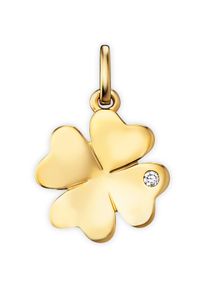 ONE ELEMENT Damen Ketten-Anhänger "0.01 ct Diamant Brillant Kleeblatt Anhänger aus 585 Gelbgold", 0.01 ct, Gelbgold 585-Gold, gold, Gelbgold 585,