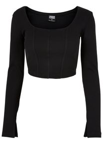 Urban Classics Damen Longsleeve "Urban Classics Damen Ladies Short Rib Corsage Longsleeve", schwarz, klassisch, Gr. 4XL, unifarben, 97% Baumwolle, 3%
