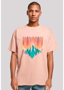 F4NT4STIC Herren T-Shirt "Berg Sonnenuntergang Geometrisch", gelb, casual, Gr. S, Obermaterial: 100% Baumwolle, Shirts, Premium Qualität