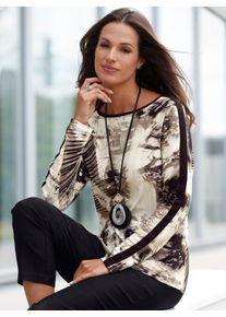 Inspirationen Damen Print-Shirt "Shirt", beige, Gr. 40, bedruckt, gemustert, mehrfarbig, 95% Viskose, 5% Elasthan, Shirts