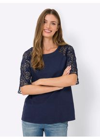 Heine Damen Spitzenshirt "Shirt", blau, Gr. 36, unifarben, 100% Baumwolle, Shirts