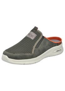 Rieker Herren Clog, Gr. 41, grün, Lederimitat, Textil, kontrastfarbene Details, used, casual, Schuhe, Sommerschuh, Hausschuh, Schlupfschuh mit