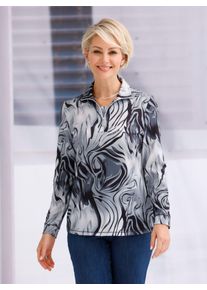 Classic Basics Damen Poloshirt "Winter-Shirt", schwarz, Gr. 40, gemustert, mehrfarbig, 95% Polyester, 5% Elasthan, Shirts