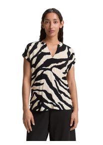 Tom Tailor Damen Kurzarmbluseabstract beige zebra, casual, Gr. 36, animal-print, Obermaterial: 100% Viskose, Blusen, im Loose Fit