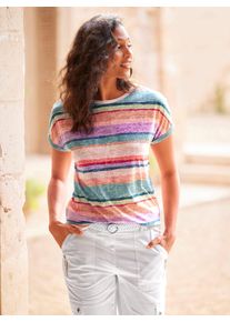 Heine Damen Kurzarmshirt "Shirt", bunt, Gr. 40, gemustert, gestreift, 65% Polyester, 35% Viskose, Shirts