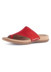 Gabor Damen Dianette, Gr. 43, rot, Ziegenveloursleder, unifarben, casual, Schuhe, Keilabsatz, Sommerschuh, Bequemschuh mit Zehenring