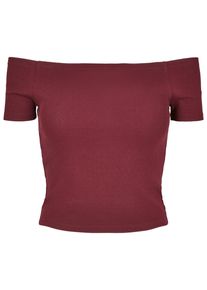 Urban Classics Herren T-Shirt "Urban Classics Damen Ladies Off Shoulder Rib Tee", rot, casual, Gr. XL, unifarben, 97% Baumwolle, 3% Elasthan, Shirts