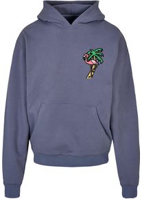MisterTee Herren Kapuzensweatshirt "MisterTee Flamingo Hoodie", blau, Gr. XS, bedruckt, 100% Baumwolle, Sweatshirts