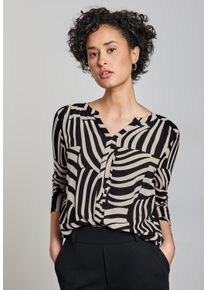 Street One Damen Langarmshirt, schwarz, casual, Gr. 38, bedruckt, Stoff, Front: 100% Viskose; Rückseite und Ärmel: 95% Viskose, 5% Elasthan, Shirts,