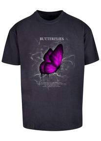 Merchcode Herren T-Shirt "Merchcode Herren Butterflies Heavy Oversized Tee", blau, casual, Gr. L, bedruckt, 100% Baumwolle, Shirts