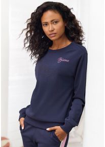 Vivance Damen Sweatshirt, Gr. 32, blau, Sweatware, Obermaterial: 60% Baumwolle, 40% Polyester, modisch, Sweatshirts, Sweatshirt mit Frontprint,