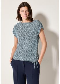 Cecil Damen T-Shirt, blau, casual, Gr. M, bedruckt, Web, Stoff, 50% Baumwolle, 50% Modal, Shirts, mit Tunnelzug am Saum
