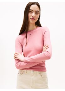 Tommy Jeans Damen Langarmshirt "TJW SLIM ESSENTIAL RIB LS"tahiti berry, casual, Gr. S, unifarben, Rippware, Obermaterial: 95% Baumwolle, 5% Elasthan,