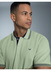 TRIGEMA Herren Poloshirt "TRIGEMA Poloshirt mit kontrastfarbigen Akzenten", grün, Basic, Gr. S, 100% Baumwolle, Shirts