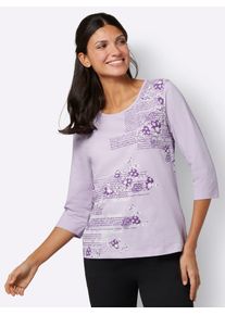 Classic Basics Damen Rundhalsshirt "Rundhals-Shirt", lila, Gr. 54, geblümt, gemustert, 100% Baumwolle, Shirts